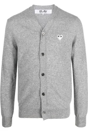 Comme des Garçons Heart-patch m??lange-effect wool cardigan