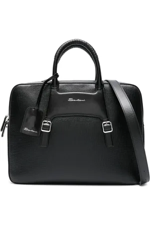 santoni Panelled leather briefcase