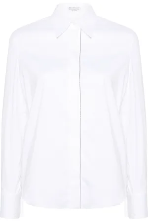 Brunello Cucinelli Beaded-trim poplin shirt