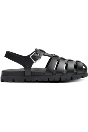 Prada Triangle-logo caged sandals