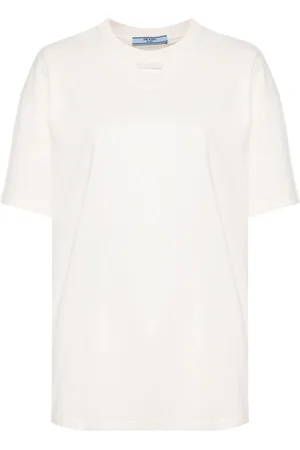 Prada Embroidered triangle-logo T-shirt