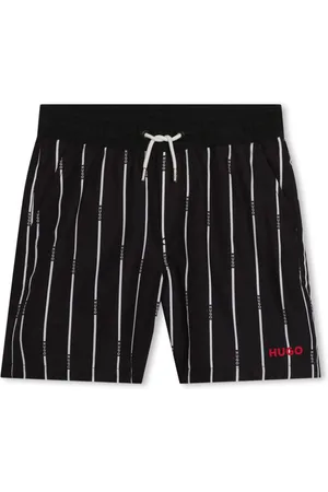 HUGO BOSS Logo-print striped swim shorts