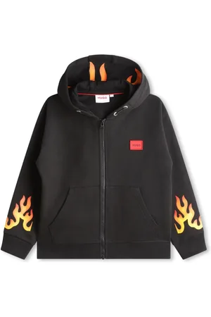 HUGO BOSS Flame-print zip-up hoodie