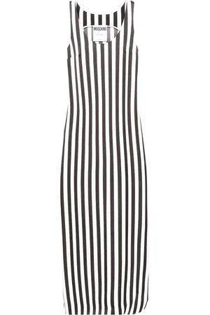 Moschino Scoop-neck striped long dress