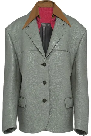 Prada Layered-collar leather blazer