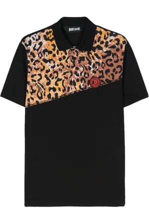 Roberto Cavalli Leopard-print logo-detail polo shirt