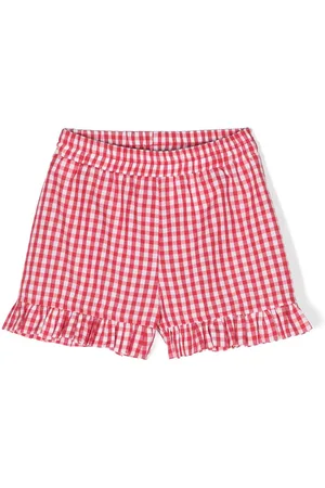 MONNALISA Gingham-check cotton blend shorts