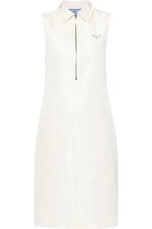 Prada Logo-appliqu?? faille dress