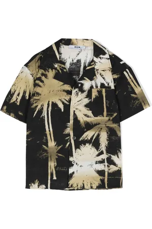 Msgm Palm tree-print poplin shirt