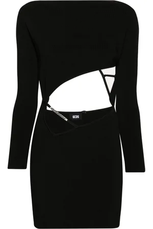 GCDS Asymmetric fine-ribbed minidress