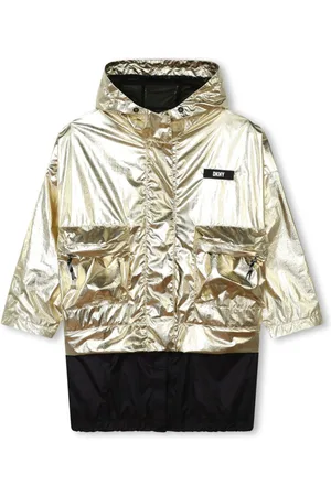 DKNY Logo-appliqu?? metallic-finish jacket