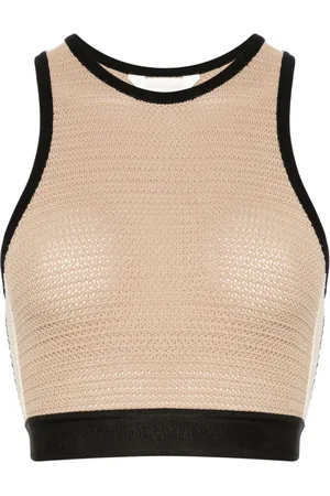 Palm Angels Logo-tape knitted tank top