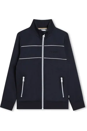HUGO BOSS Logo-embroidered zipped jacket