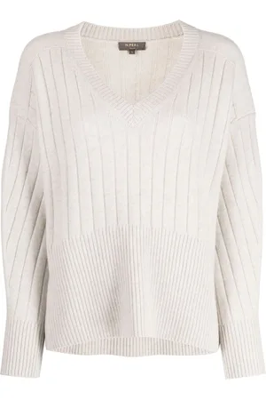 N.PEAL Ribbed-knit V-neck cashmere jumper
