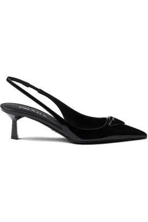 Prada 55mm patent-leather slingback pumps