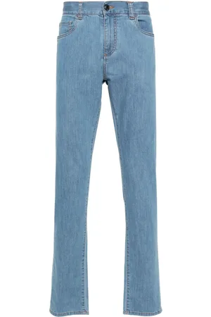 CANALI Logo-patch slim-fit jeans