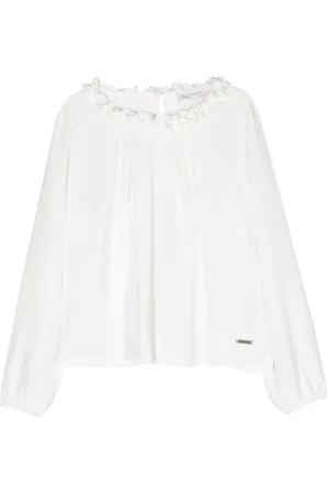MONNALISA Logo-plaque ruffled blouse