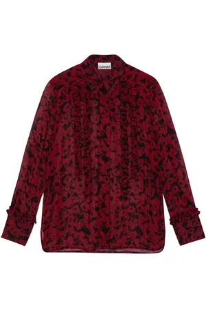Ganni Floral-print ruffled shirt