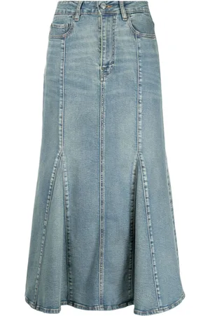 Ganni Logo-appliqu?? denim skirt