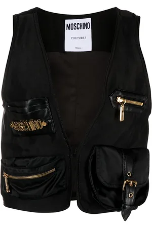 Moschino Lettering logo-plaque satin gillet