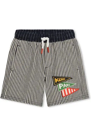 Kenzo Logo-appliqu?? striped cotton shorts