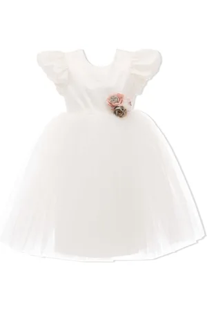 Tulleen Floral-appliqu?? tulle dress