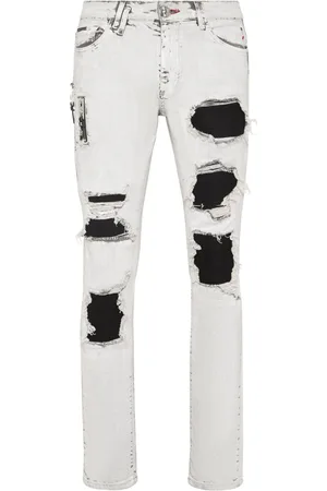 Philipp Plein Ripped stonewashed skinny jeans