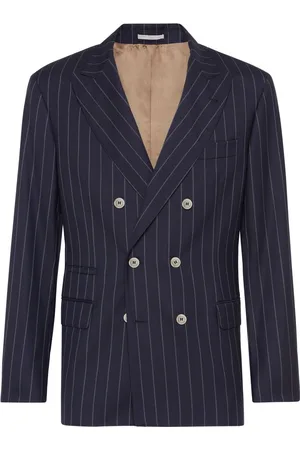 Brunello Cucinelli Pinstripe-print double-breasted blazer