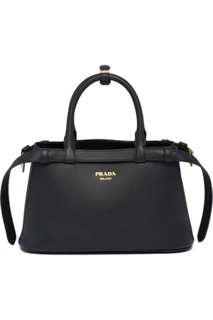 Prada Logo-lettering leather tote bag