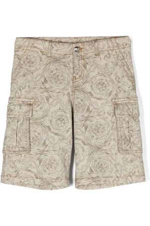 VERSACE Barocco-print denim cargo shorts