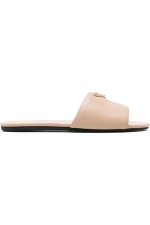 Prada Triangle-logo leather slides
