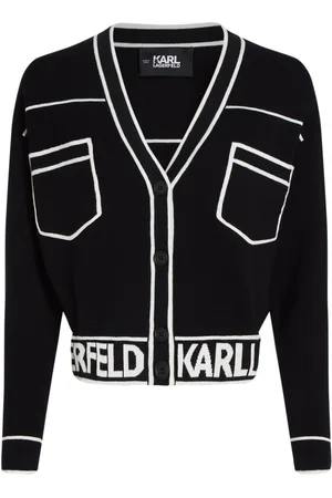 Karl Lagerfeld Logo-intarsia cropped cardigan