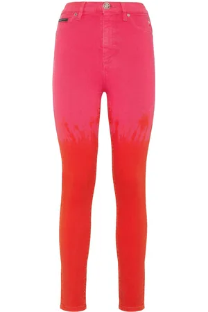 Philipp Plein Paint-splatter high-waist jeans