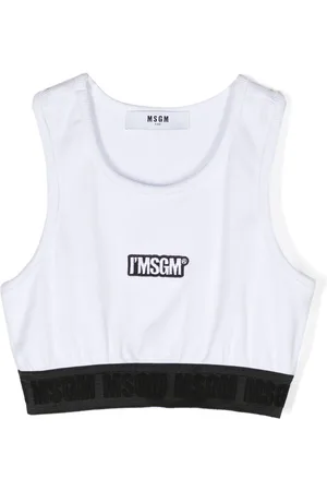 Msgm Logo-patch fine-ribbed cropped top