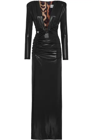 Philipp Plein Ruched lam??-effect maxi dress