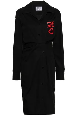 Moschino Logo-embroidered poplin midi dress