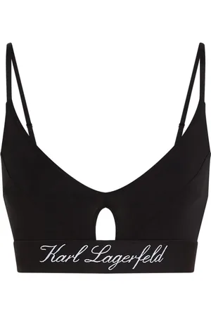 KARL LAGERFELD Fan-Embroidered Bralette in Black