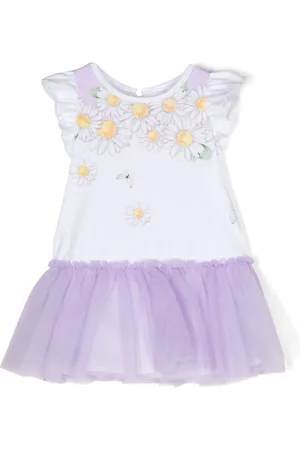 MONNALISA Floral-print tulle dress