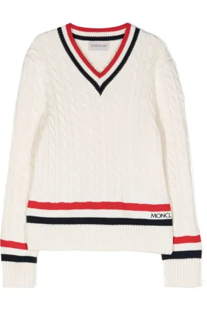 Moncler V-neck cable-knit jumper