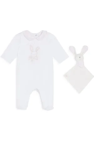 Tartine Et Chocolat Rabbit-embroidered cotton romper