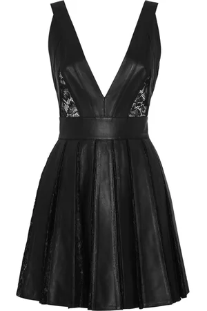 Philipp Plein Sheer-panel leather minidress
