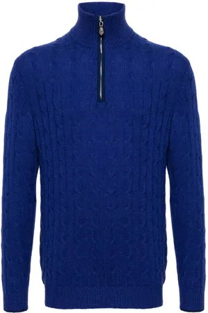 N.PEAL Cable-knit half-zip jumper