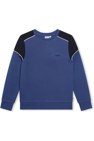 HUGO BOSS Panelled logo-print cotton sweatshirt