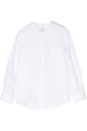 Il gufo Band-collar linen shirt