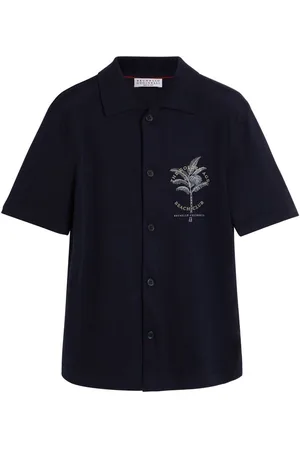 Brunello Cucinelli Palm tree-embroidered shirt