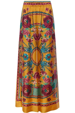 La DoubleJ Graphic-print silk palazzo pants