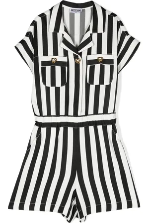 Moschino Striped notched-collar playsuit