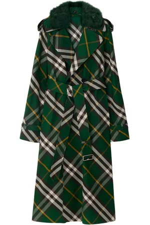 Burberry Check-pattern cotton trench coat
