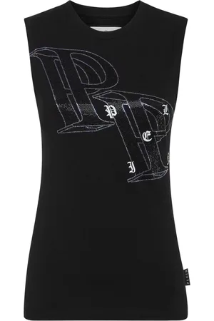 Philipp Plein Crystal-embellished logo-print tank top