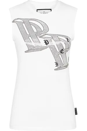 Philipp Plein Crystal-embellished logo-print tank top